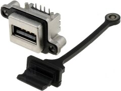 USB разъем герметичный
MUSB-A111-35 Гнездо USB-A на панель с крышкой, жесткое, для пайки